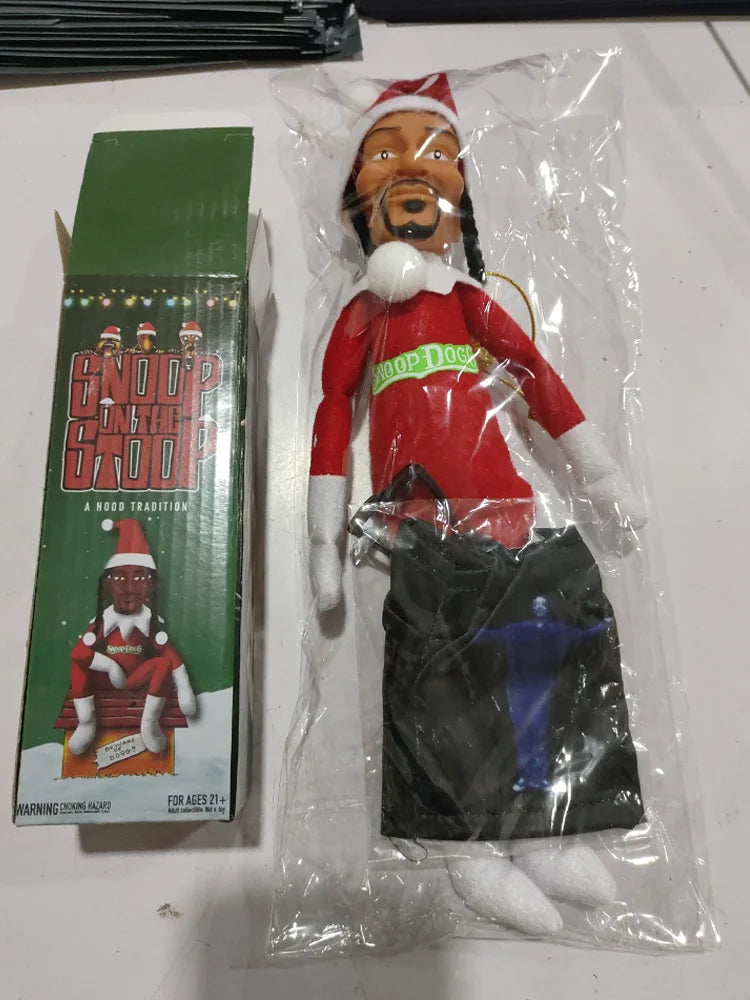 New Snoop Dogg Snoop on a Stoop Christmas Elf Doll 12” Plush Toys Shelf Decor Includes Elf Toy Tshirt Sunglasses and Necklace