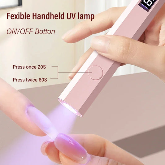 Mini Handheld UV Cordless Nail Lamp Gel Nail UV Lamp with LED Display Small Portable Light Therapy Lamp Nail