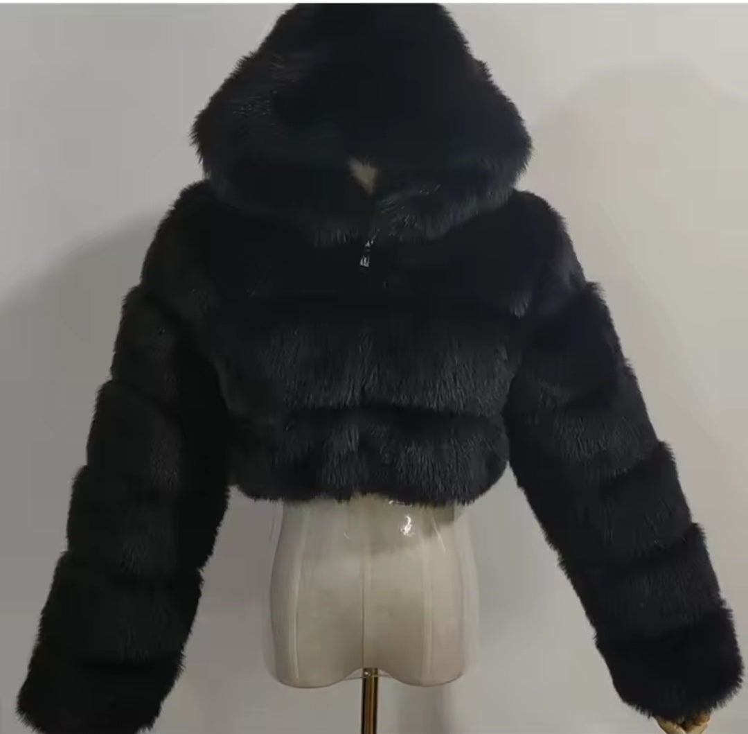 Hooded Faux Fur Coat