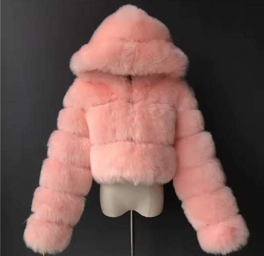 Hooded Faux Fur Coat