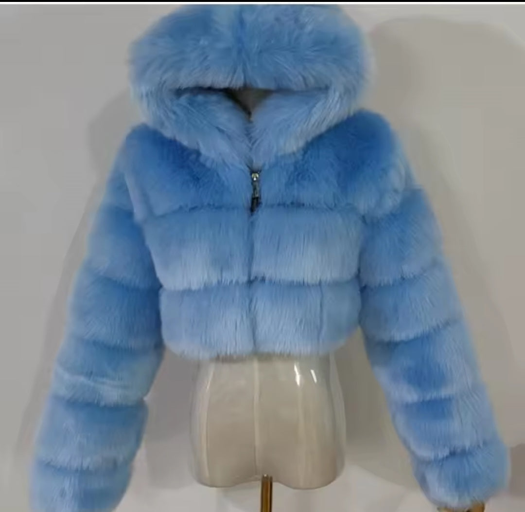 Hooded Faux Fur Coat