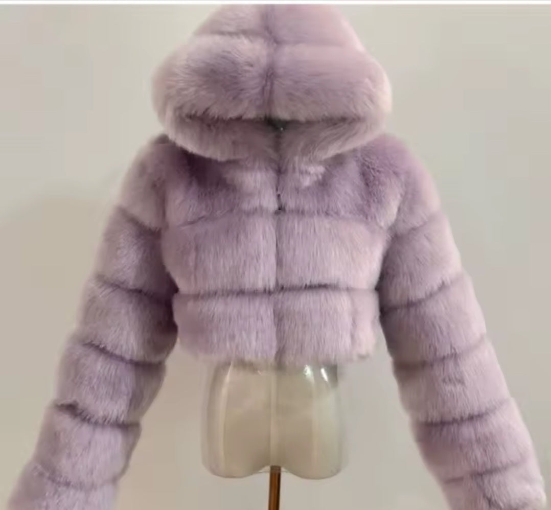 Hooded Faux Fur Coat