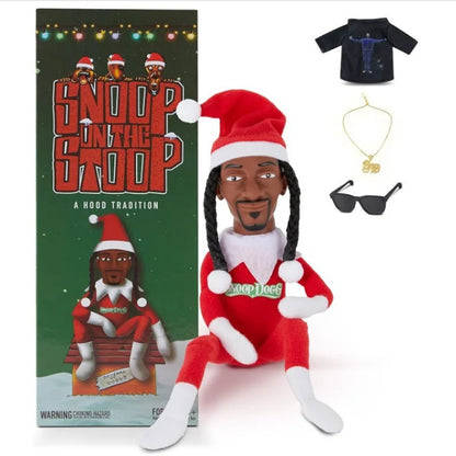 New Snoop Dogg Snoop on a Stoop Christmas Elf Doll 12” Plush Toys Shelf Decor Includes Elf Toy Tshirt Sunglasses and Necklace